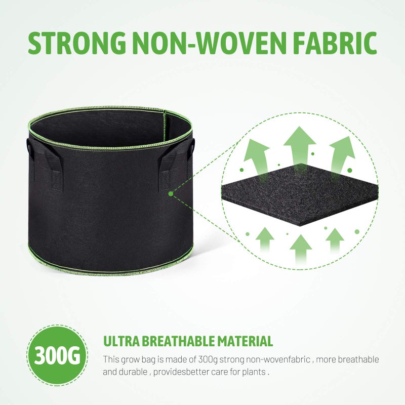 Delxo Garden Grow Bags 5 Gallon 10Pack Reusable Plant Growing Bags Fabric Pots for Planting Vegetable - Image 4